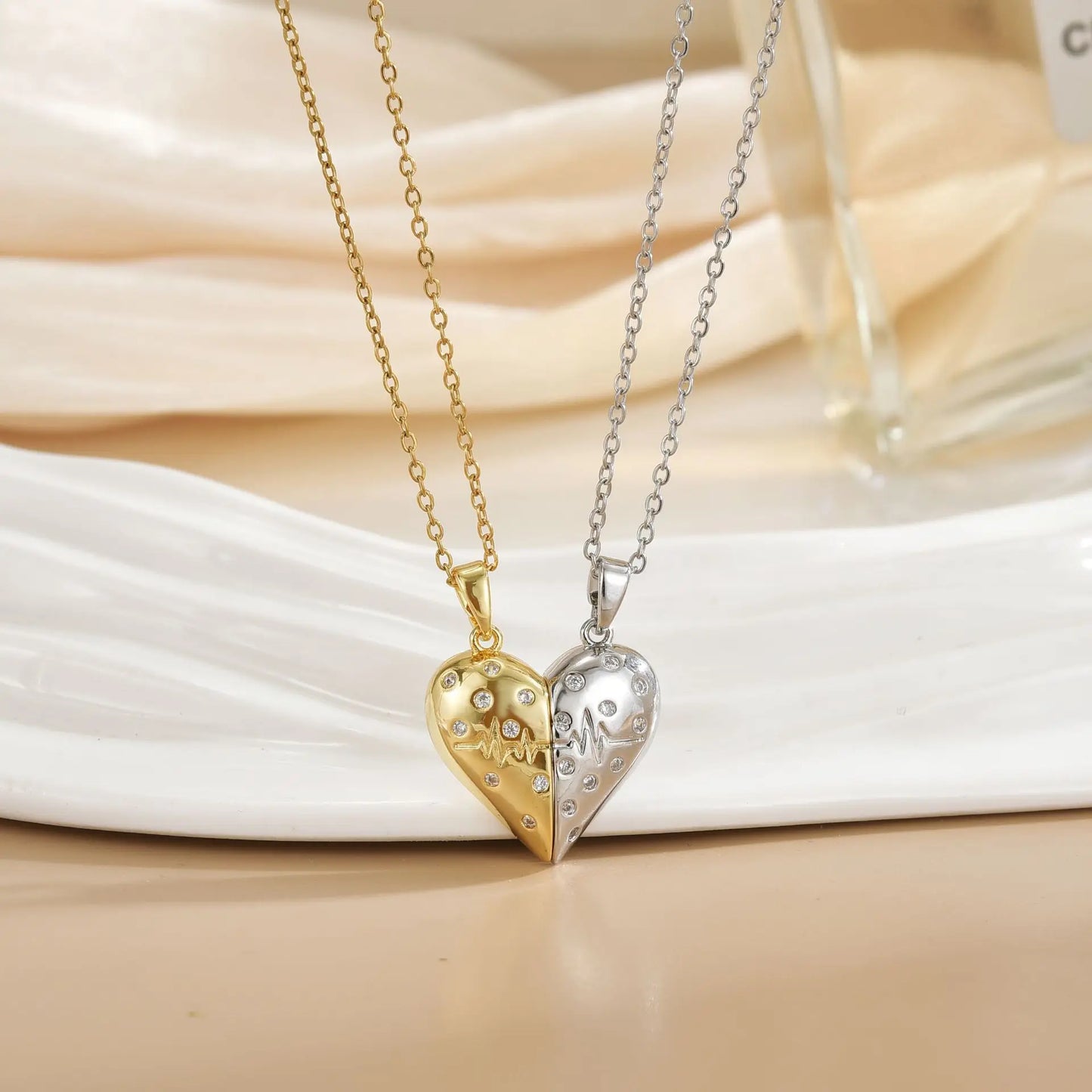 Magnetic Sun & Moon Necklace Set - Celestial Couple Jewelry