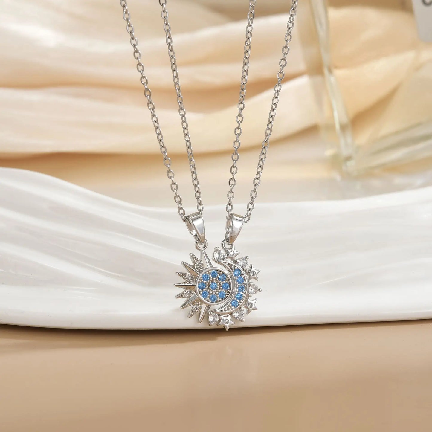 Magnetic Sun & Moon Necklace Set - Celestial Couple Jewelry