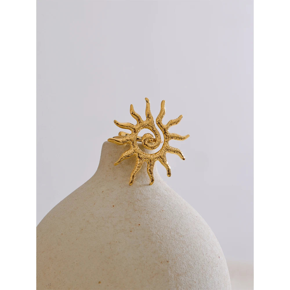 Adjustable Sun Ring - 18K Gold Plated Stainless Steel for Women