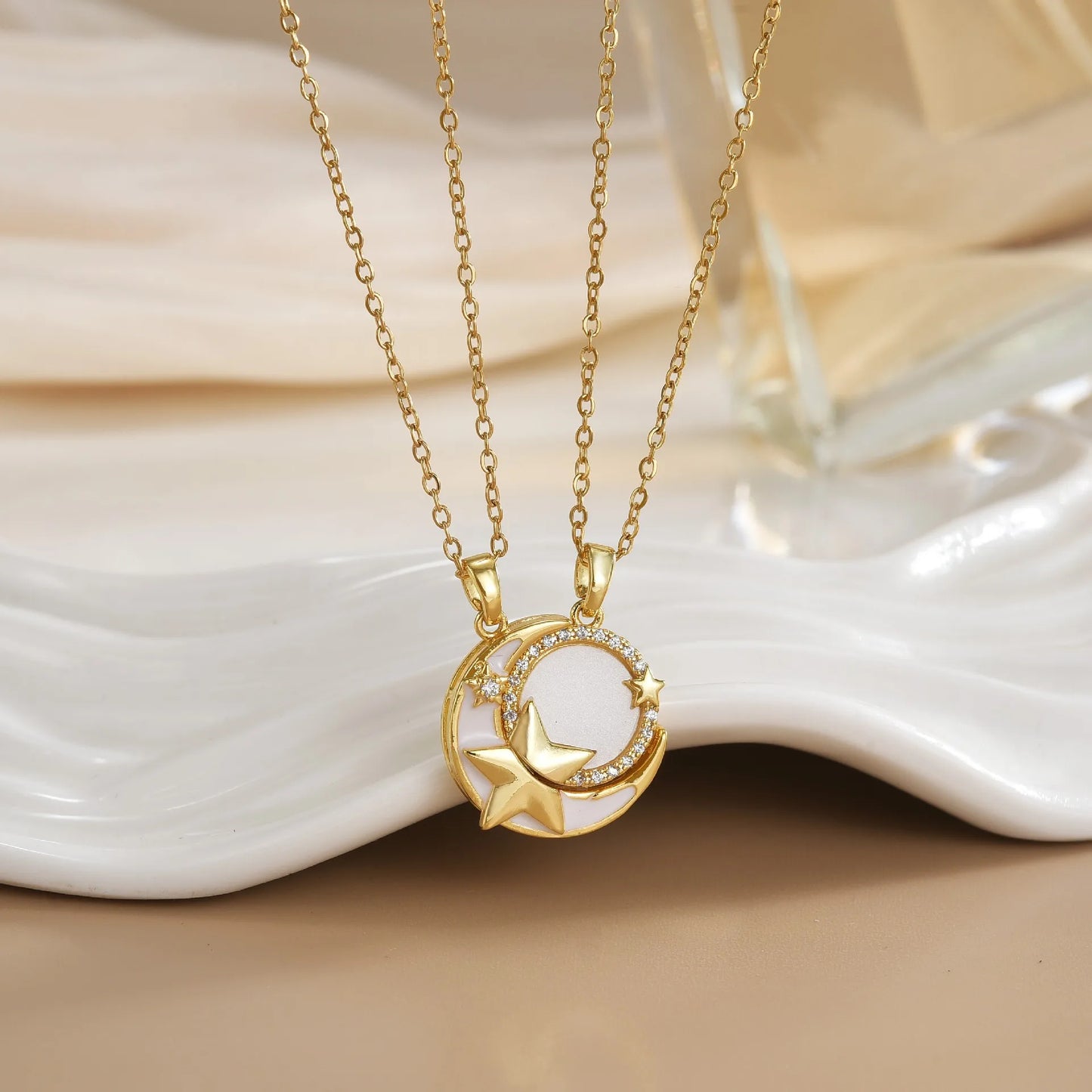 Magnetic Sun & Moon Necklace Set - Celestial Couple Jewelry