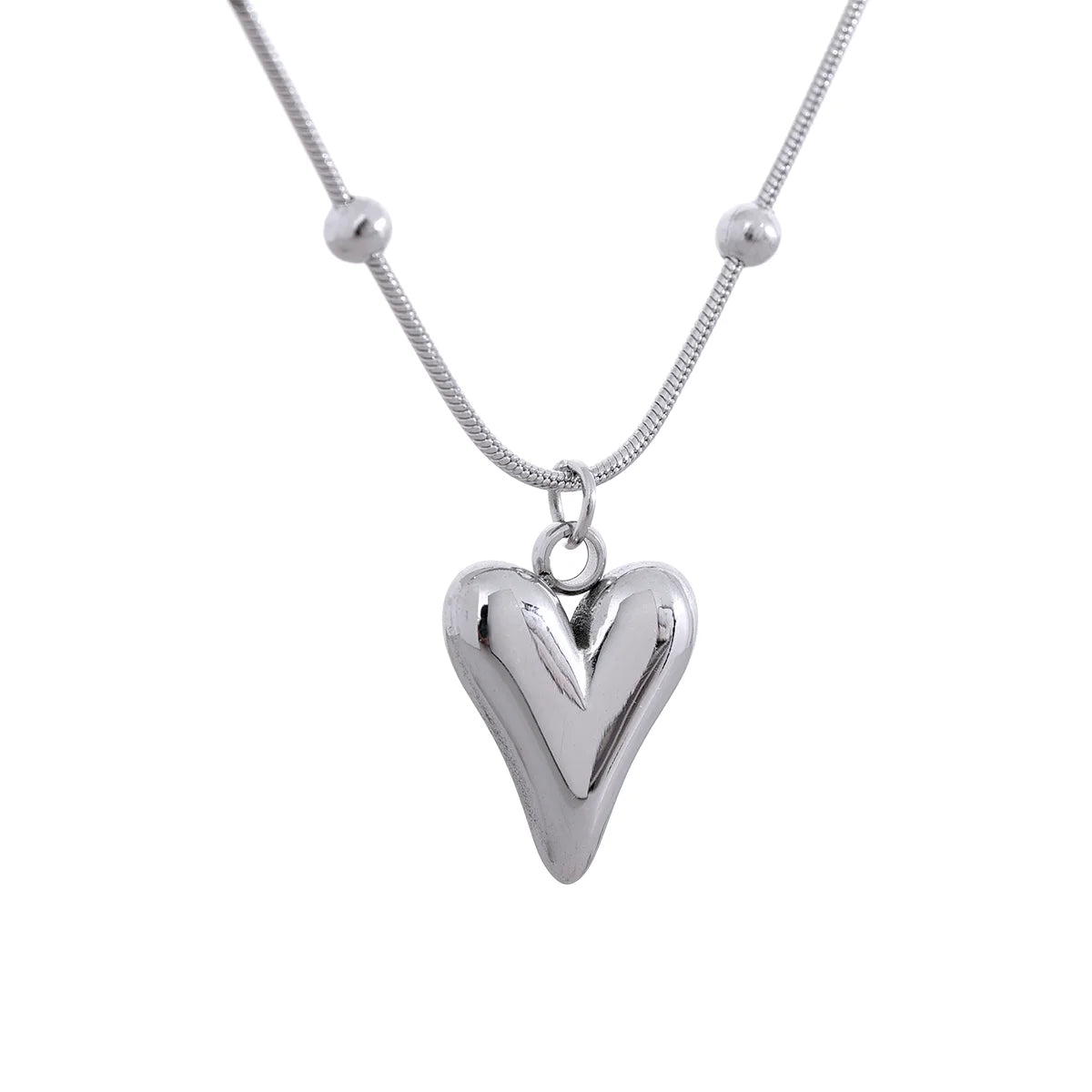 Heart Pendant Chain Necklace - 18K Stainless Steel Waterproof Choker