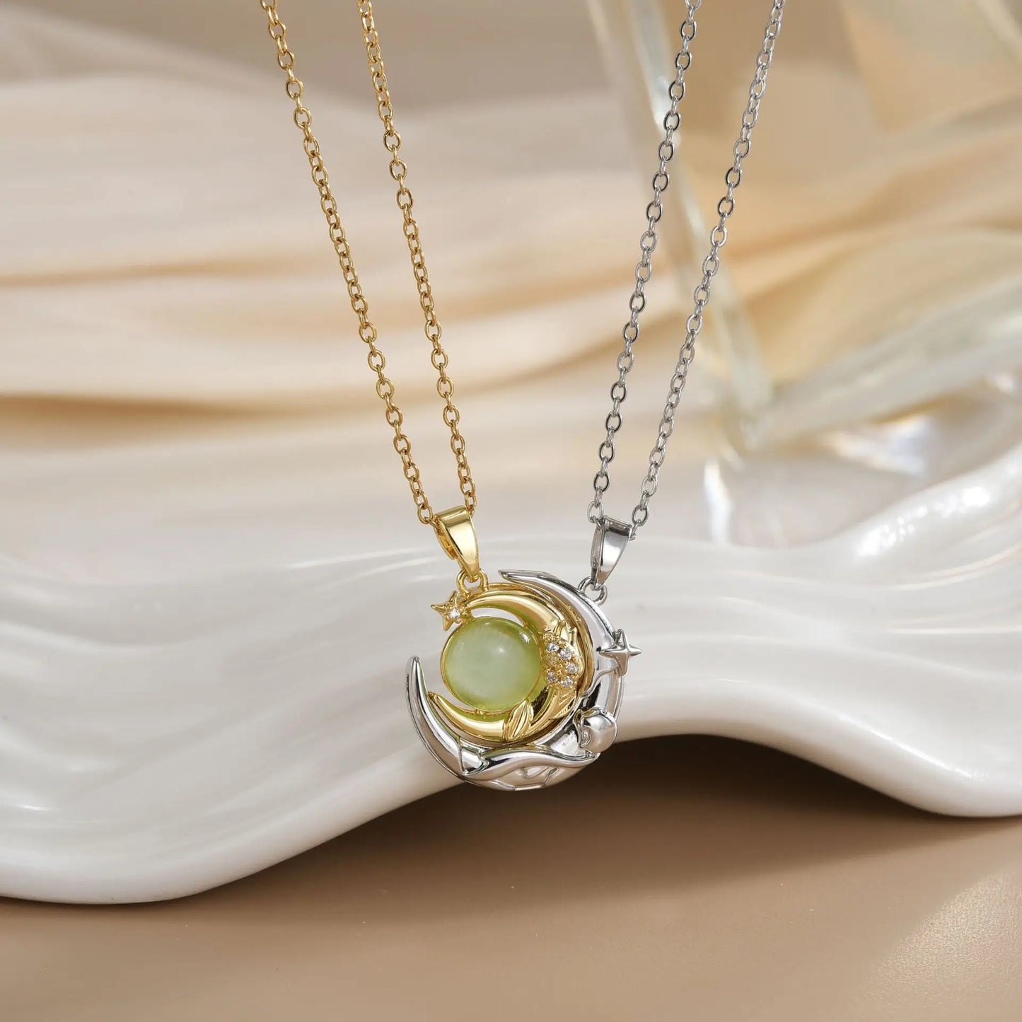 Magnetic Sun & Moon Necklace Set - Celestial Couple Jewelry