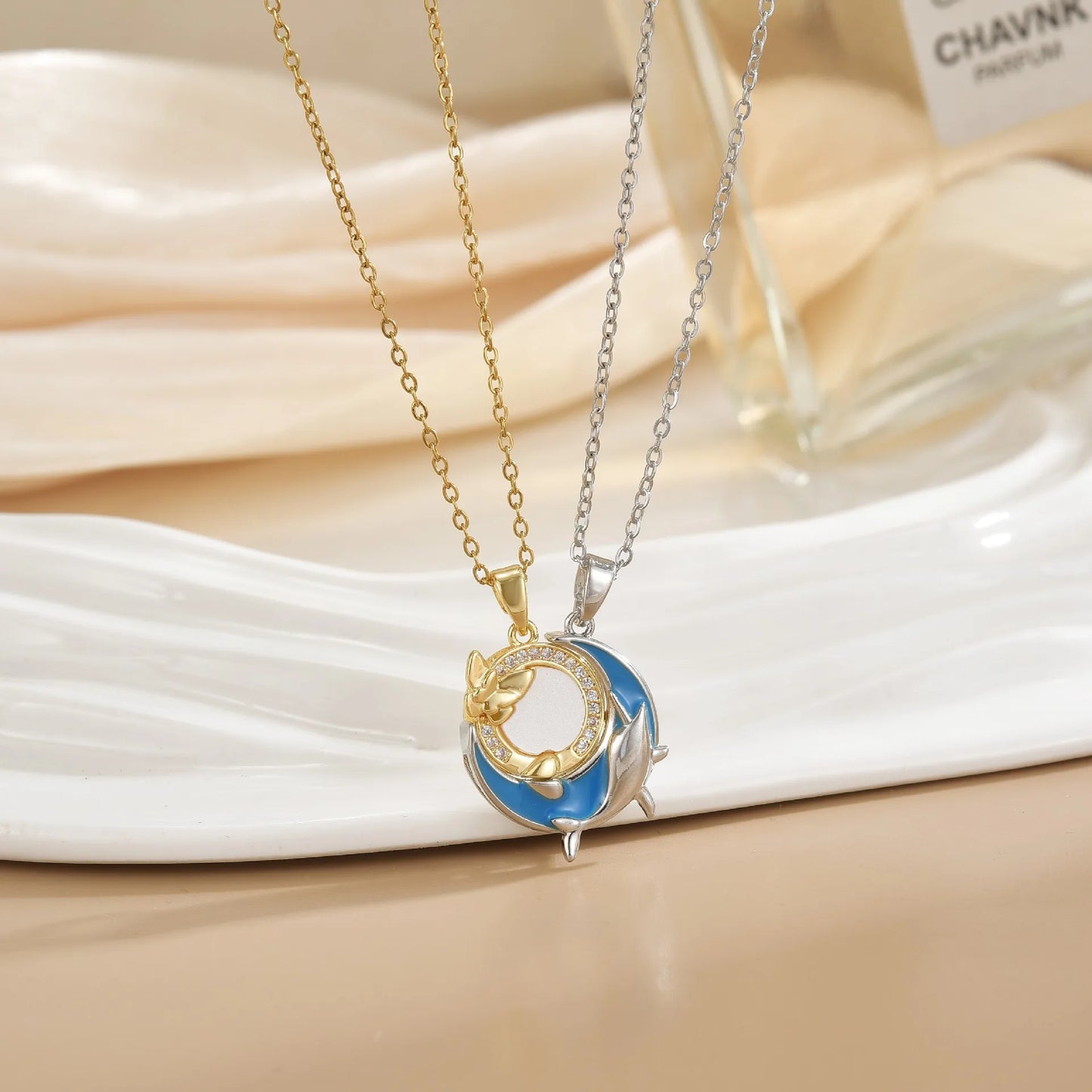 Magnetic Sun & Moon Necklace Set - Celestial Couple Jewelry