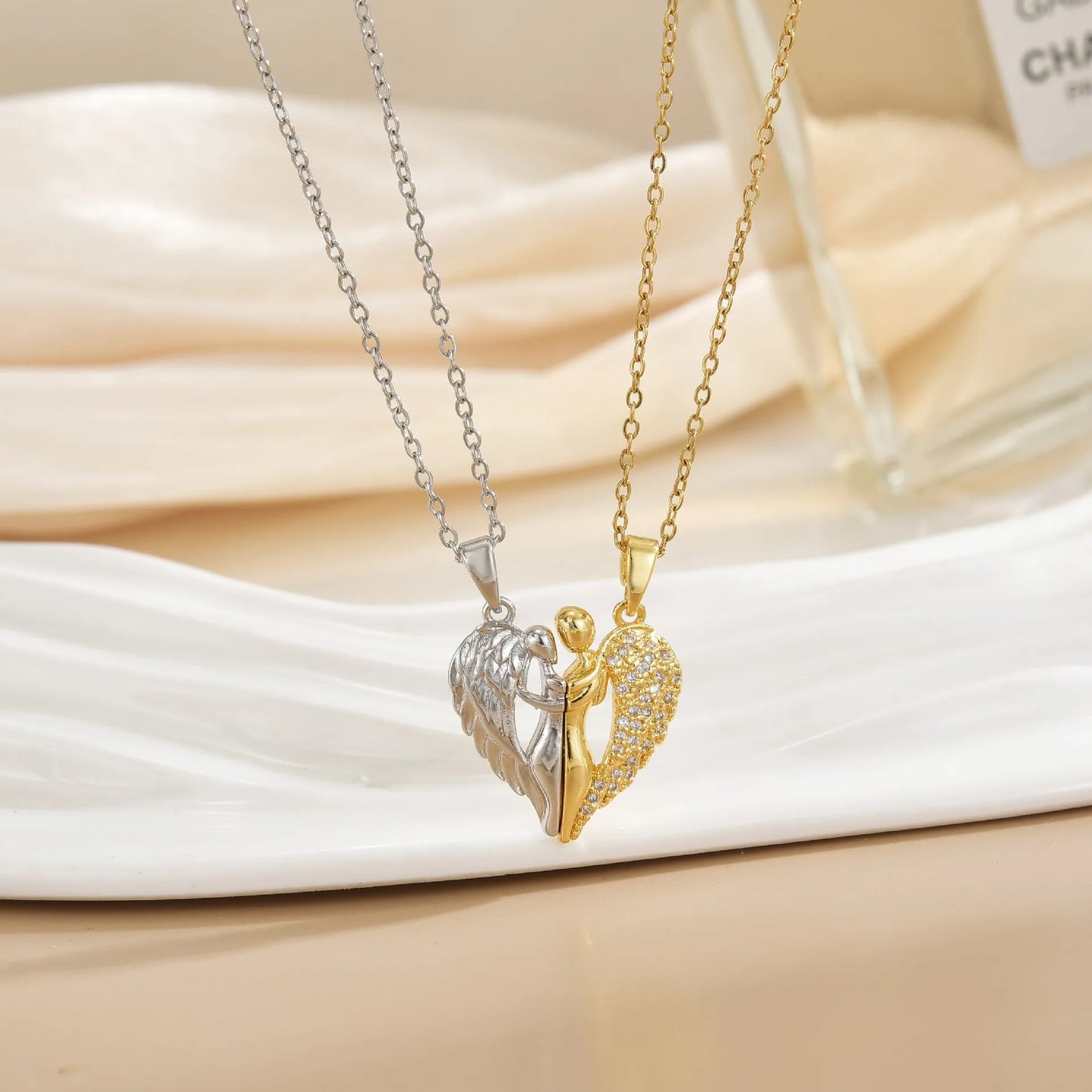 Magnetic Sun & Moon Necklace Set - Celestial Couple Jewelry