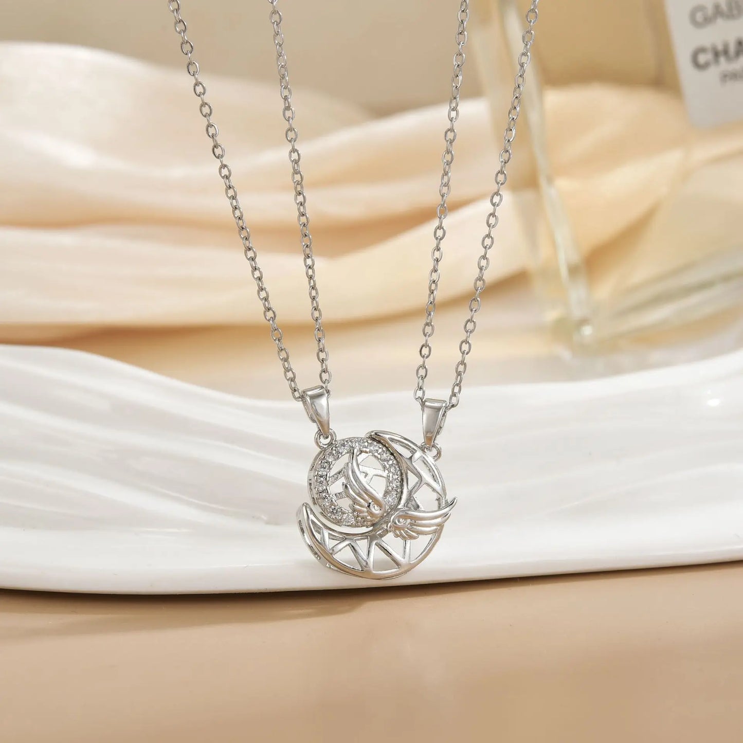 Magnetic Sun & Moon Necklace Set - Celestial Couple Jewelry