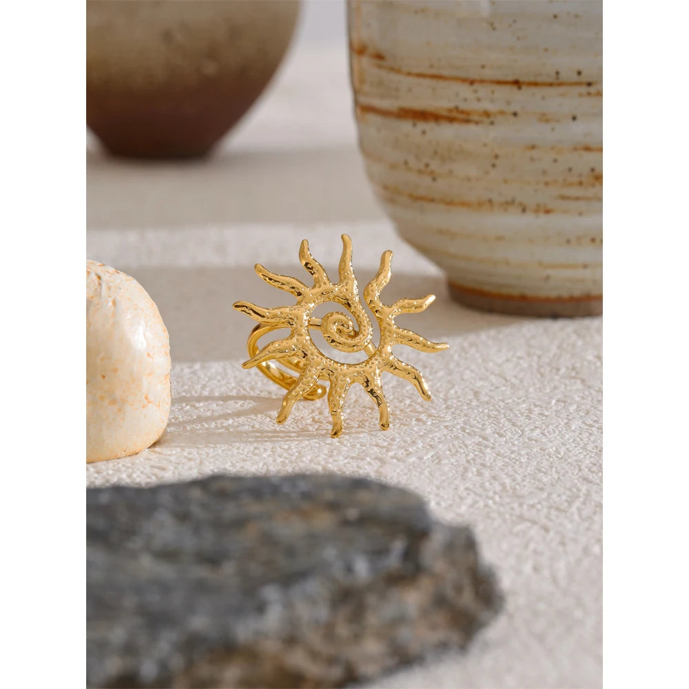 Adjustable Sun Ring - 18K Gold Plated Stainless Steel for Women