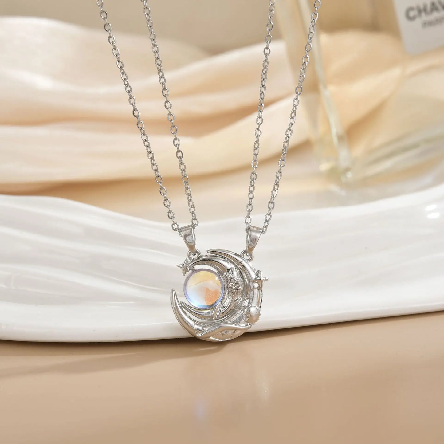 Magnetic Sun & Moon Necklace Set - Celestial Couple Jewelry