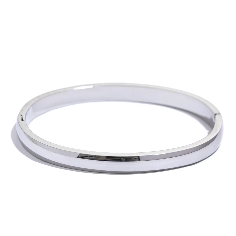 Minimalist Stainless Steel Bangle - Smooth Round Bracelet for Women