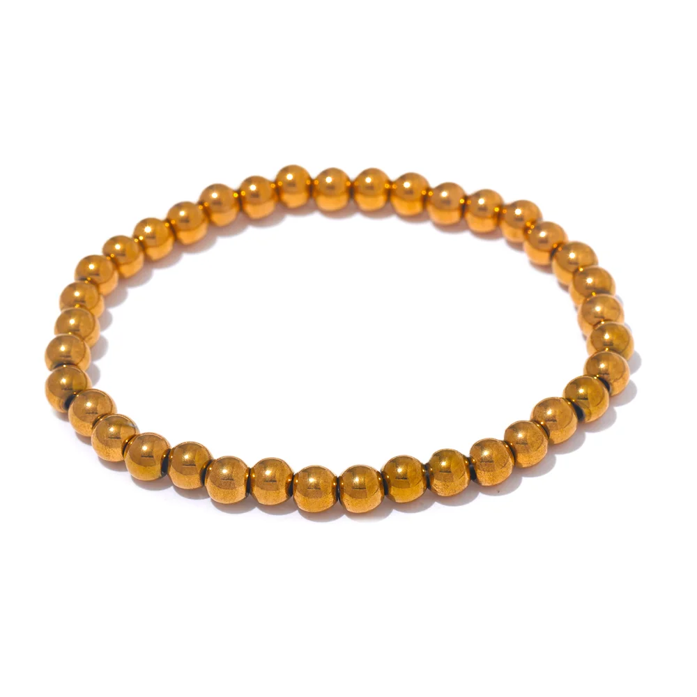 Stainless Steel Beads Elastic Bracelet - Waterproof Daily Wear Jewelry for Women