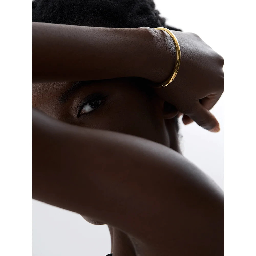 Minimalist Stainless Steel Bangle - Smooth Round Bracelet for Women