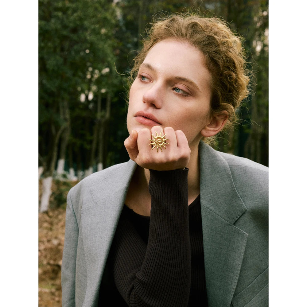 Adjustable Sun Ring - 18K Gold Plated Stainless Steel for Women