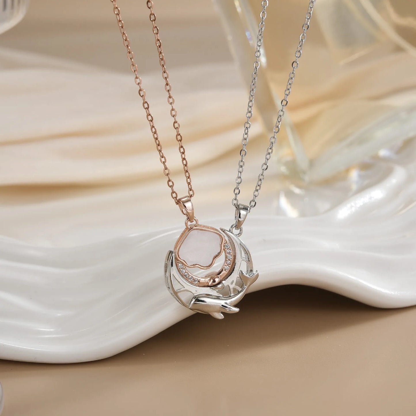 Magnetic Sun & Moon Necklace Set - Celestial Couple Jewelry