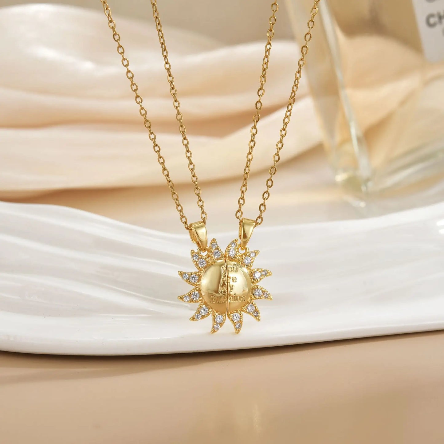 Magnetic Sun & Moon Necklace Set - Celestial Couple Jewelry