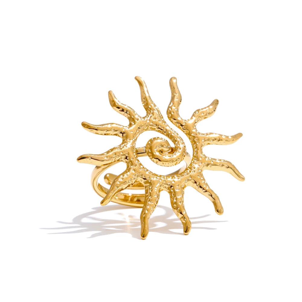 Adjustable Sun Ring - 18K Gold Plated Stainless Steel for Women
