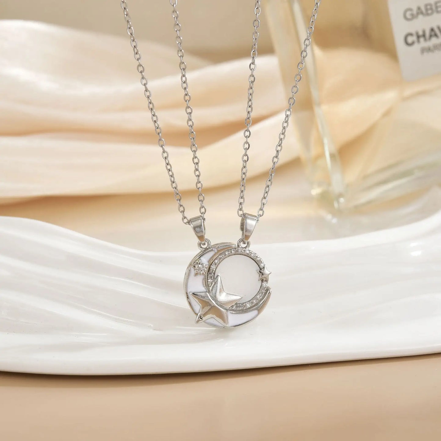 Magnetic Sun & Moon Necklace Set - Celestial Couple Jewelry