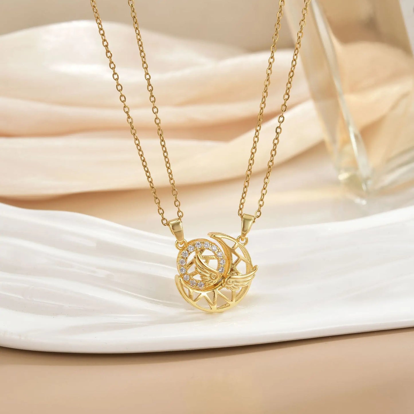Magnetic Sun & Moon Necklace Set - Celestial Couple Jewelry