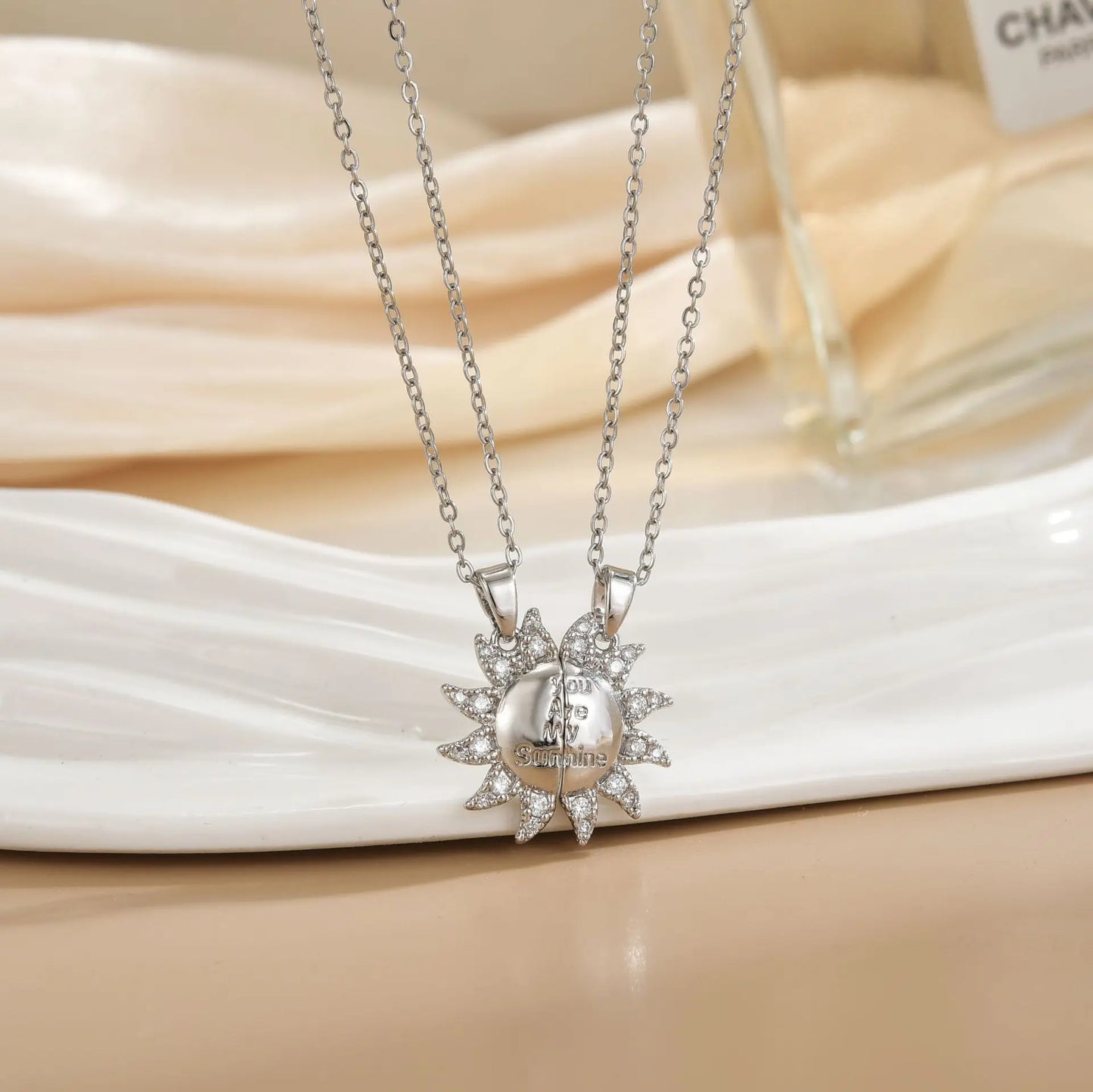 Magnetic Sun & Moon Necklace Set - Celestial Couple Jewelry