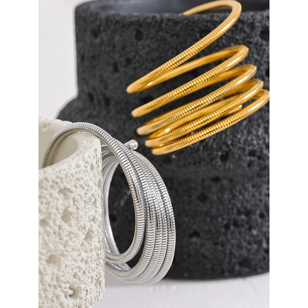 Stackable Multi-Layer Wrap Bracelet - Waterproof Stainless Steel Bangle for Women