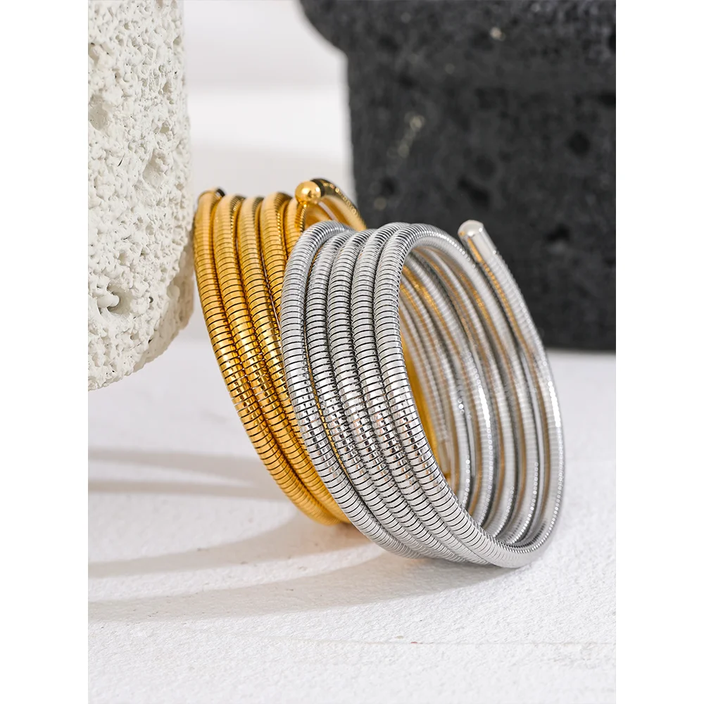 Stackable Multi-Layer Wrap Bracelet - Waterproof Stainless Steel Bangle for Women