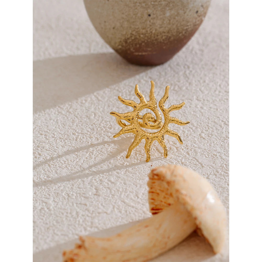 Adjustable Sun Ring - 18K Gold Plated Stainless Steel for Women