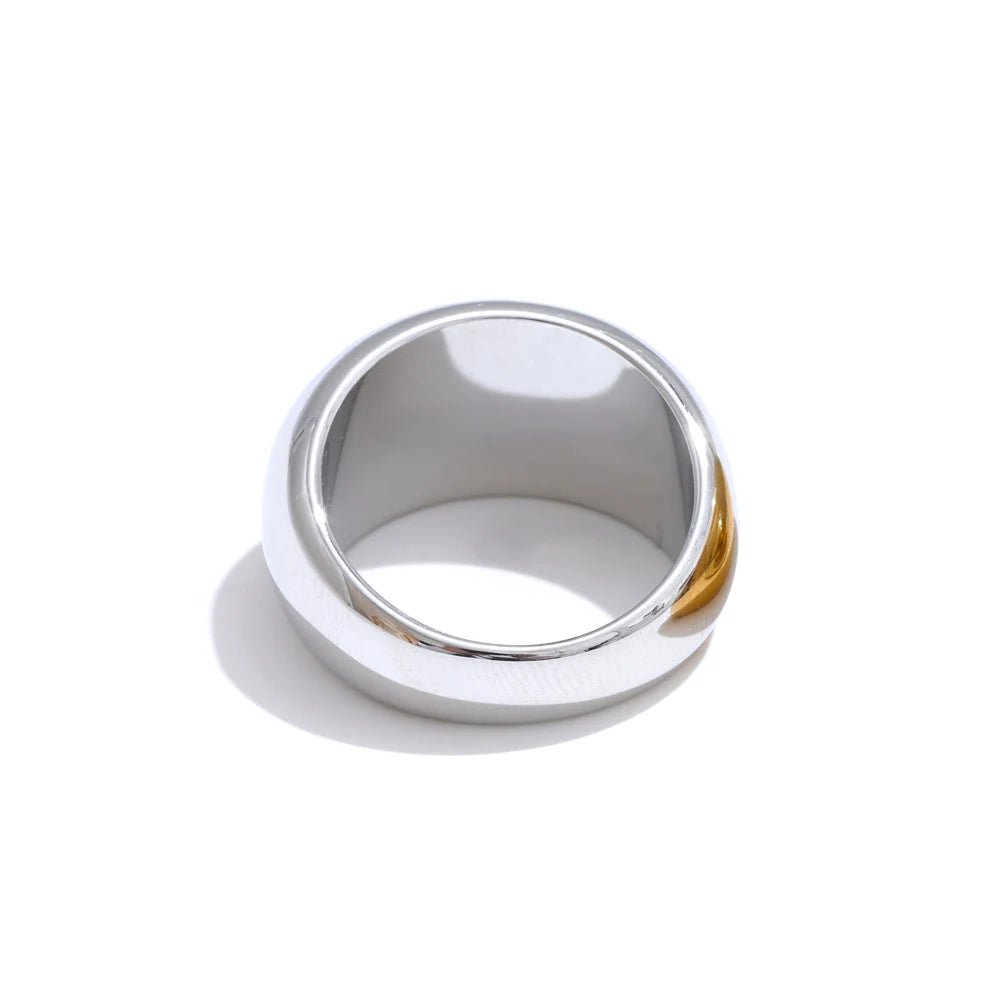 Chunky minimalist gold stainless steel ring - premium quality design | Pure Vita Dubai