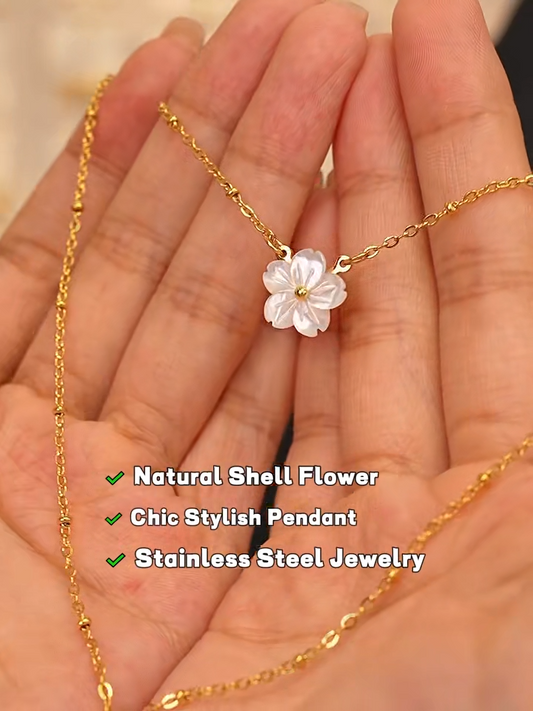 Necklace Floral - Natural Shell Flower Pendant | Pure Vita Dubai
