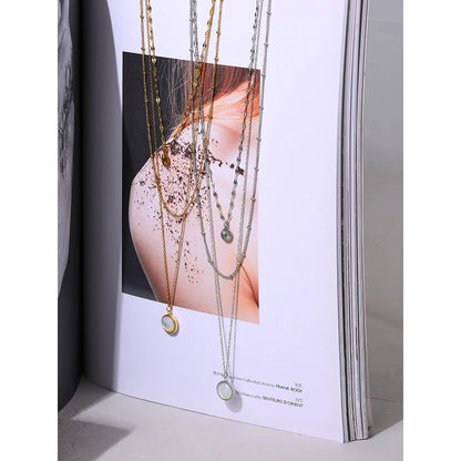 Bohemian Round Pendant Stainless Steel Necklace Chain