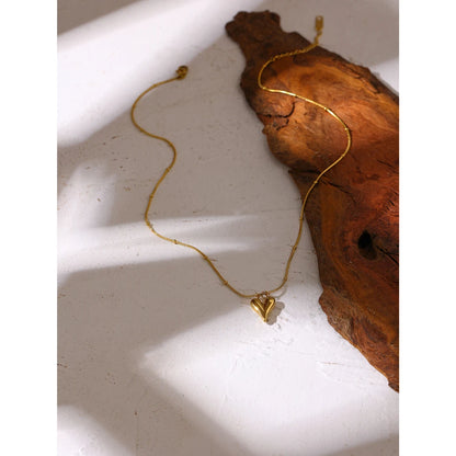 Heart Pendant Chain Necklace - 18K Stainless Steel Waterproof Choker