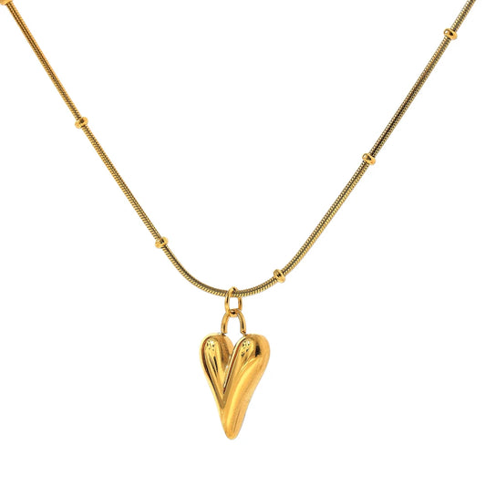 Heart Pendant Chain Necklace - 18K Stainless Steel Waterproof Choker