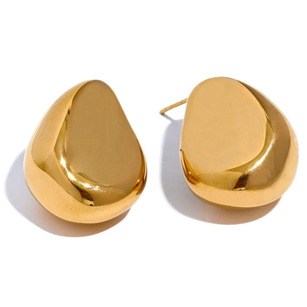 Geometric Hollow Stud Earrings - 18K Gold Plated Stainless Steel Waterproof