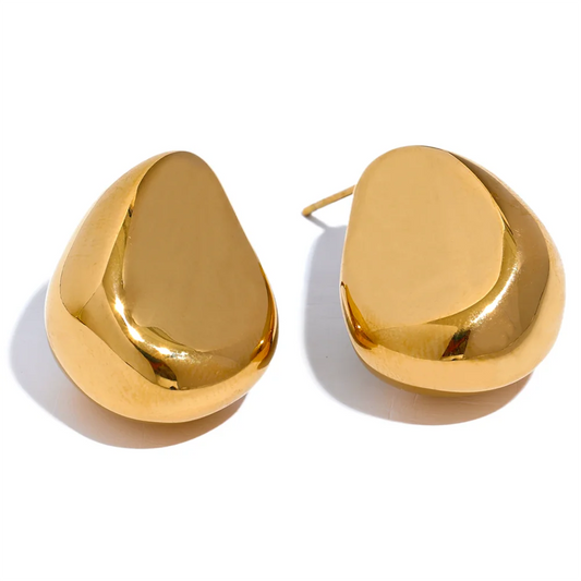 Geometric Hollow Stud Earrings - 18K Gold Plated Stainless Steel Waterproof