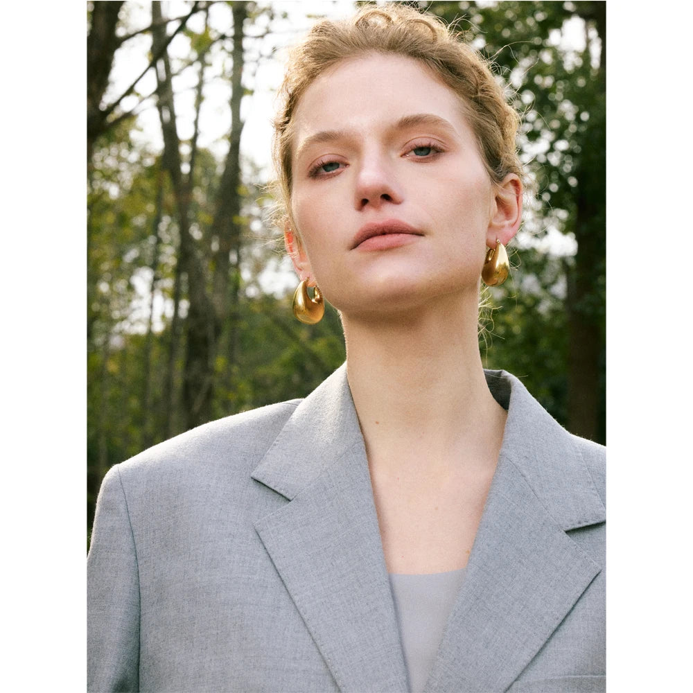 Chunky Hoop Earrings - Gold Plated Stainless Steel Statement Hoops for Women