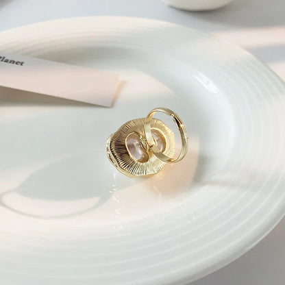 Tide & Pearl Adjustable Gold Starfish Ring - Korean Luxury
