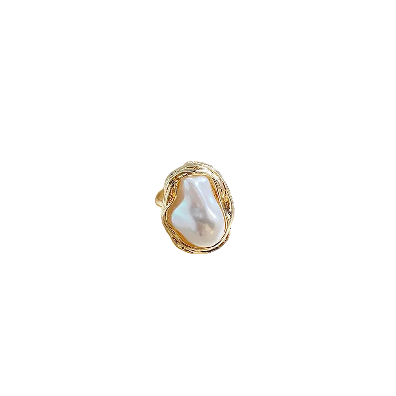 Tide & Pearl Adjustable Gold Starfish Ring - Korean Luxury