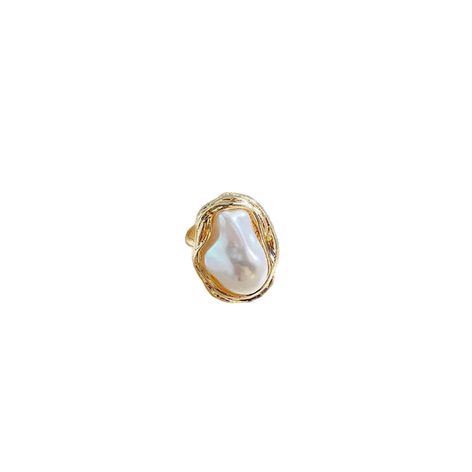 Tide & Pearl Adjustable Gold Starfish Ring - Korean Luxury