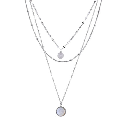 Bohemian Round Pendant Stainless Steel Necklace Chain