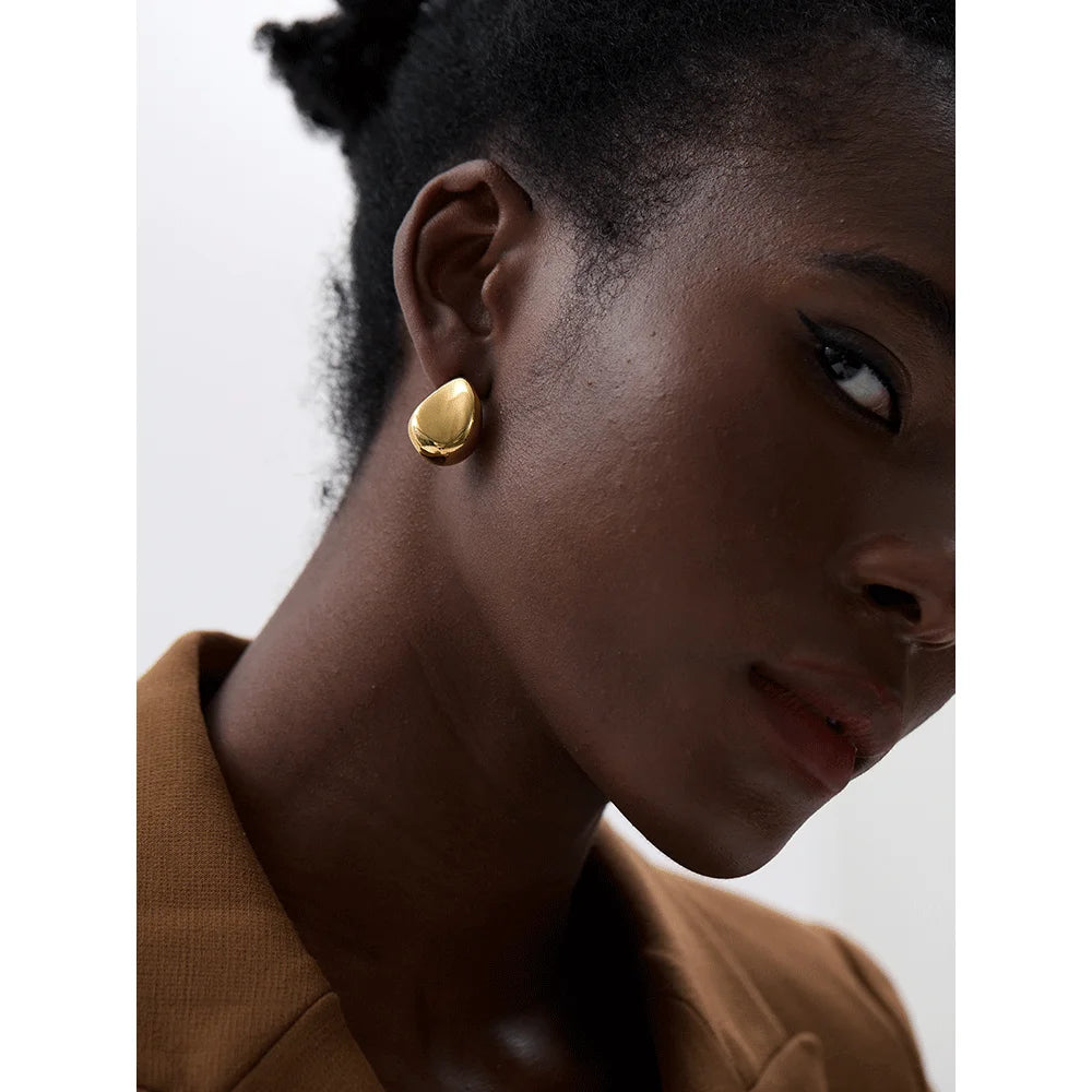 Geometric Hollow Stud Earrings - 18K Gold Plated Stainless Steel Waterproof