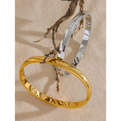 Minimalist Stainless Steel Bangle - Smooth Round Bracelet for Women