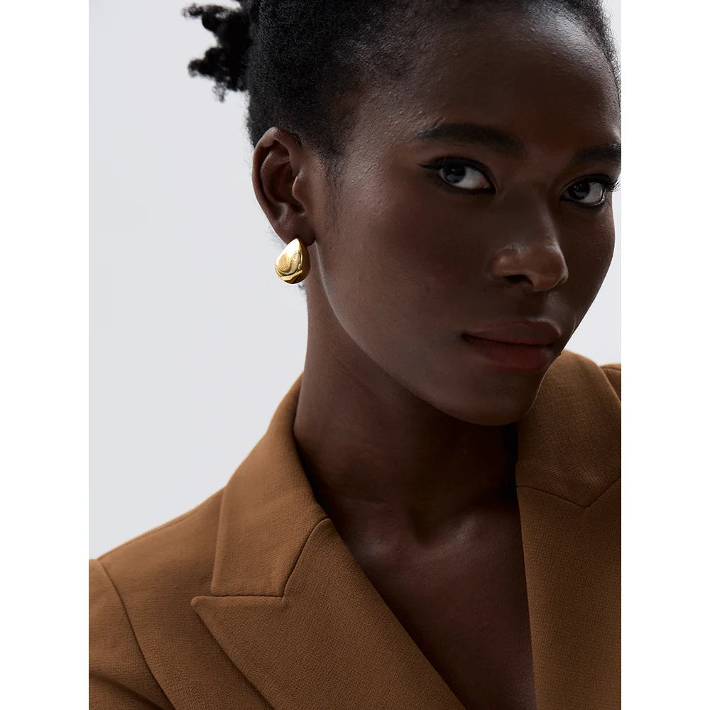 Geometric Hollow Stud Earrings - 18K Gold Plated Stainless Steel Waterproof