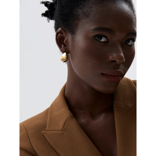 Geometric Hollow Stud Earrings - 18K Gold Plated Stainless Steel Waterproof