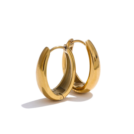 Geometric U-Shape Hoop Earrings - Gold PVD Plated Stainless Steel