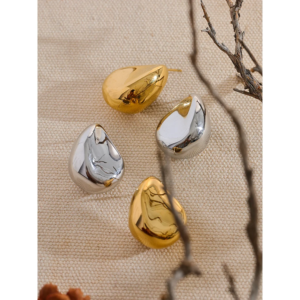 Geometric Hollow Stud Earrings - 18K Gold Plated Stainless Steel Waterproof
