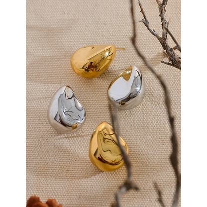 Geometric Hollow Stud Earrings - 18K Gold Plated Stainless Steel Waterproof