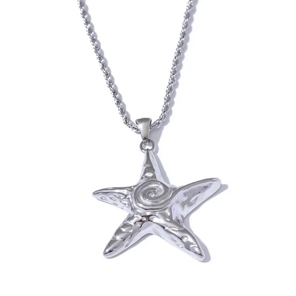 Starfish Pendant Necklace - Gold PVD Plated Stainless Steel Statement