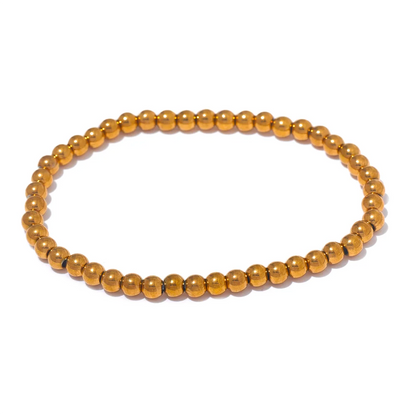 Stainless Steel Beads Elastic Bracelet - Waterproof Daily Wear Jewelry for Women