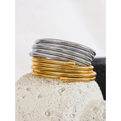 Stackable Multi-Layer Wrap Bracelet - Waterproof Stainless Steel Bangle for Women