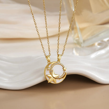 Magnetic Sun & Moon Necklace Set - Celestial Couple Jewelry