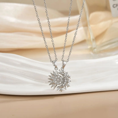 Magnetic Sun & Moon Necklace Set - Celestial Couple Jewelry