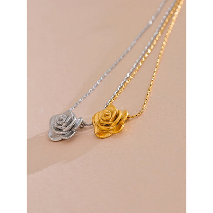 Flower Pendant Necklace - 18K Gold Plated Waterproof Stainless Steel
