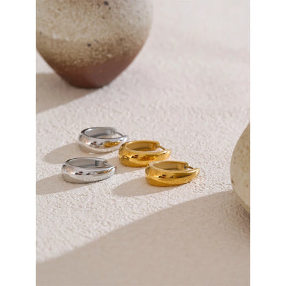 Geometric U-Shape Hoop Earrings - Gold PVD Plated Stainless Steel
